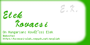 elek kovacsi business card